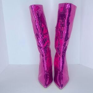 NEW…Pink metallic crocodile knee boots size 10 from RESET-CLOSET